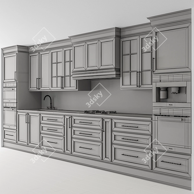  Modern Classic Black Kitchen Set 3D model image 6