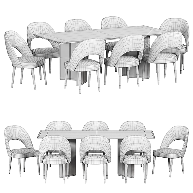 Elegant Amour Chair and Ponza Table 3D model image 4