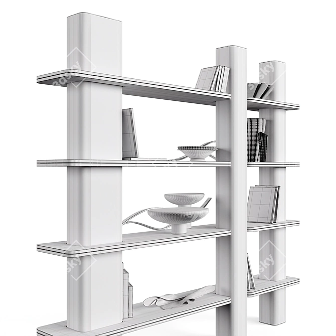 Elegant Home Bookshelf Collection 3D model image 7