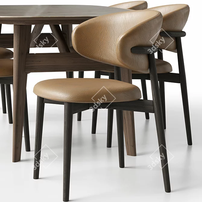 Customizable Chair and Table Set 3D model image 4