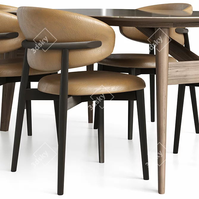 Customizable Chair and Table Set 3D model image 5