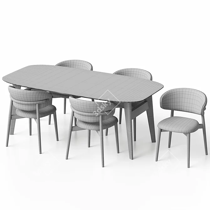 Customizable Chair and Table Set 3D model image 6