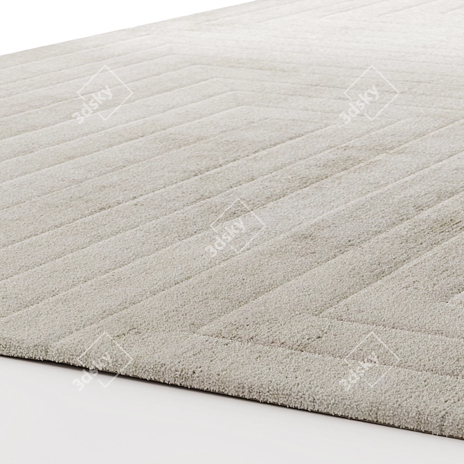 Silk White Geometric Rug 3D model image 2