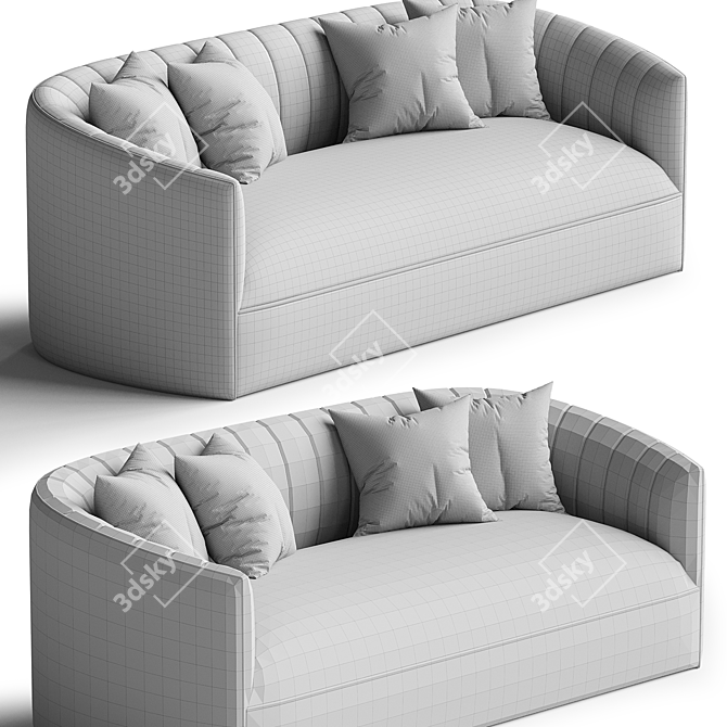 Luxurious Kent Green Velvet Sofa 3D model image 4