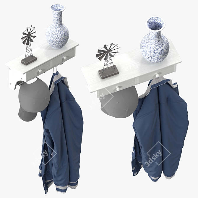 Modern Coat Rack Wall Mount 3D model image 4