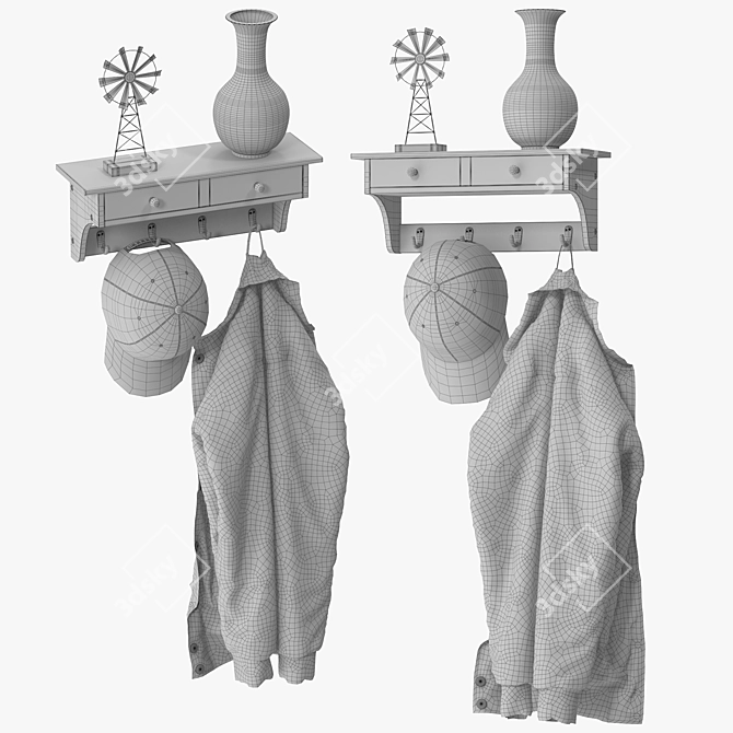 Modern Coat Rack Wall Mount 3D model image 5