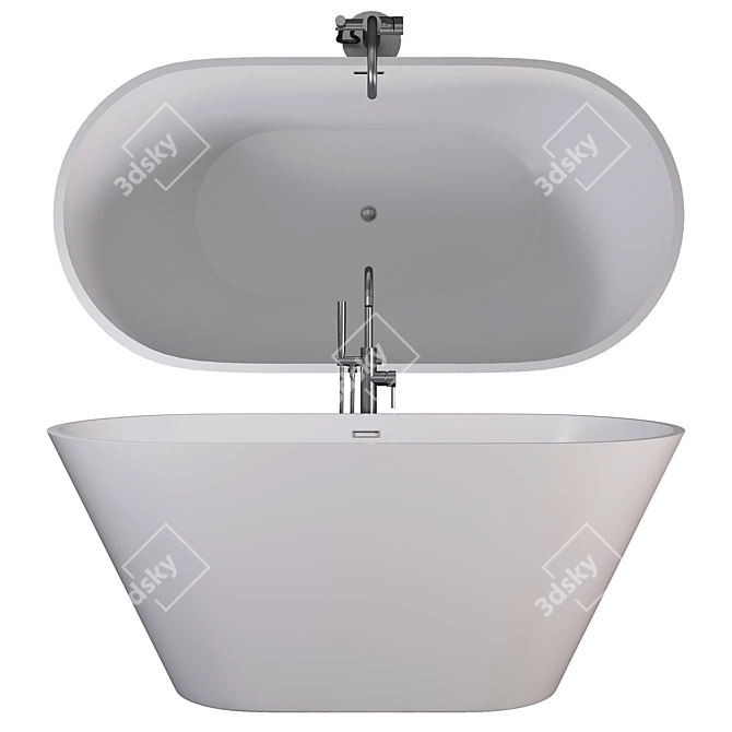 Modern White Freestanding Bath Model 3D model image 1