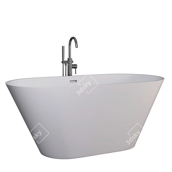 Modern White Freestanding Bath Model 3D model image 2