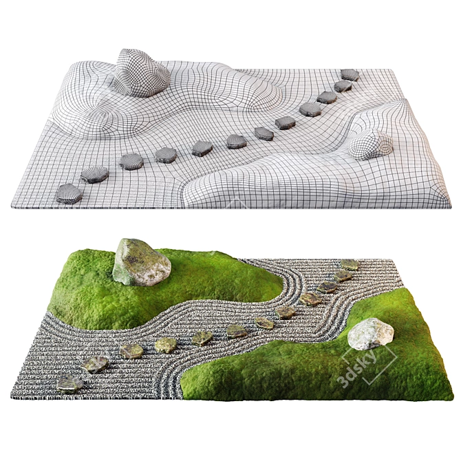  Tranquil Zen Rock Garden 3D model image 4