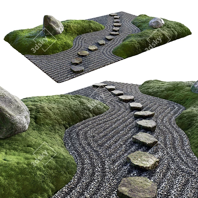  Tranquil Zen Rock Garden 3D model image 5