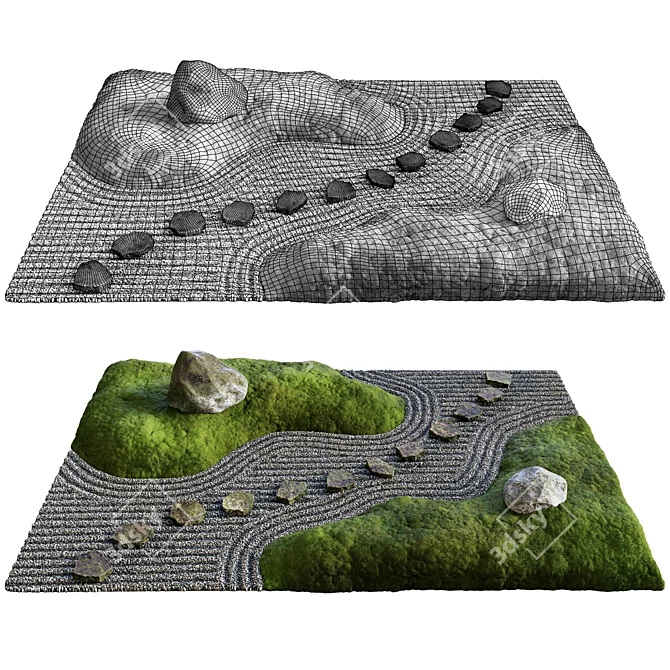  Tranquil Zen Rock Garden 3D model image 8