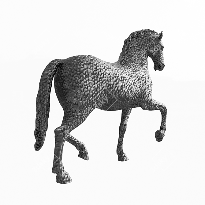 Obsidian Horse Sculpture 3D model image 1