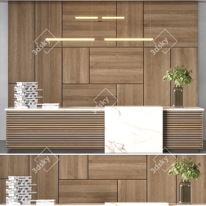  Modern Reception Desk Furnishings 3D model image 1