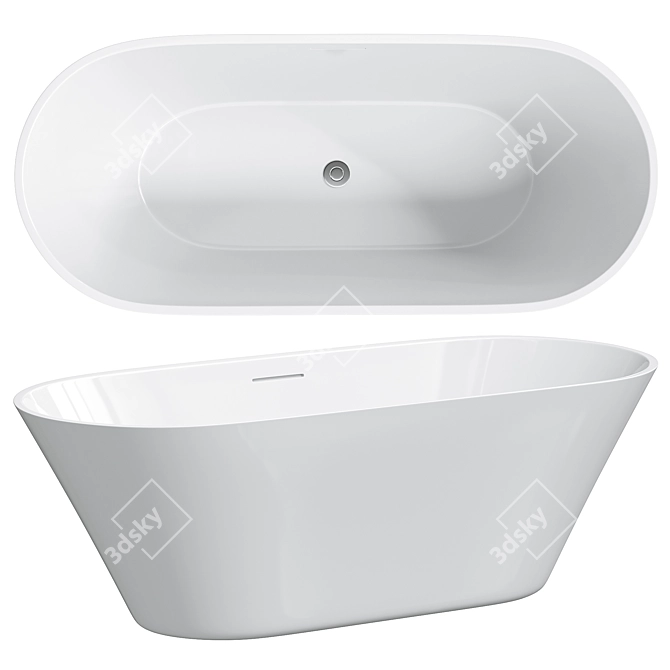 V+A Oval Freestanding Bath White 3D model image 1