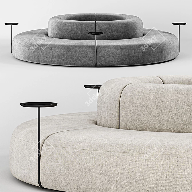 Modular Fabric Sofa: Artiko Sectional 3D model image 2