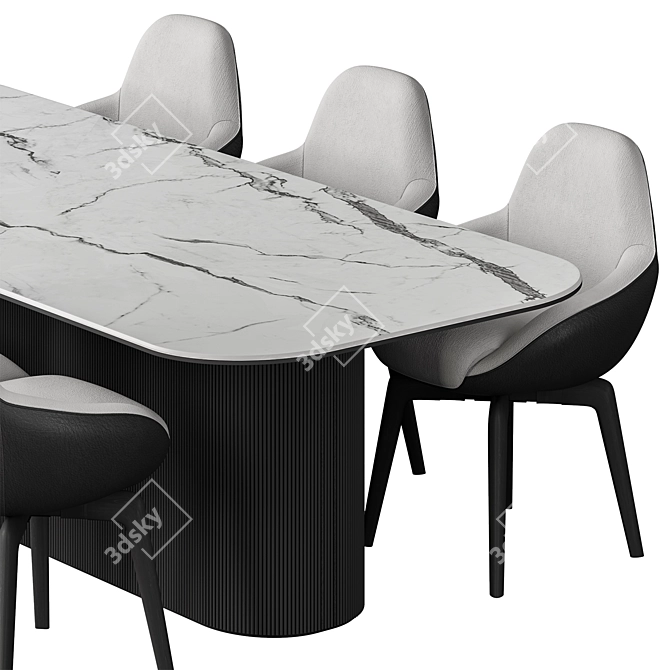 Stone Table & Dining Chairs Set 39 3D model image 6