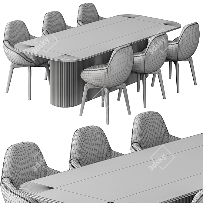 Stone Table & Dining Chairs Set 39 3D model image 7