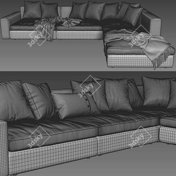 Elegant Poliform Dune Chaise Lounge 3D model image 4