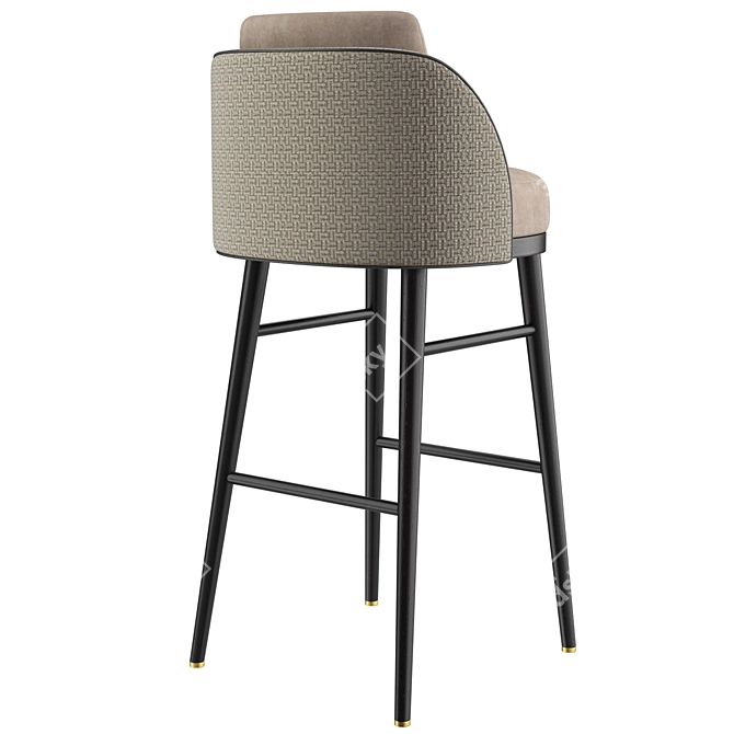 Luxury Palma Bar Stool: Plush Velvet, Graphic Detail 3D model image 2