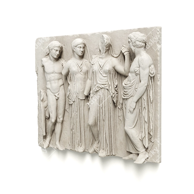 Greek Attic Relief Panel Plaster 3D model image 2