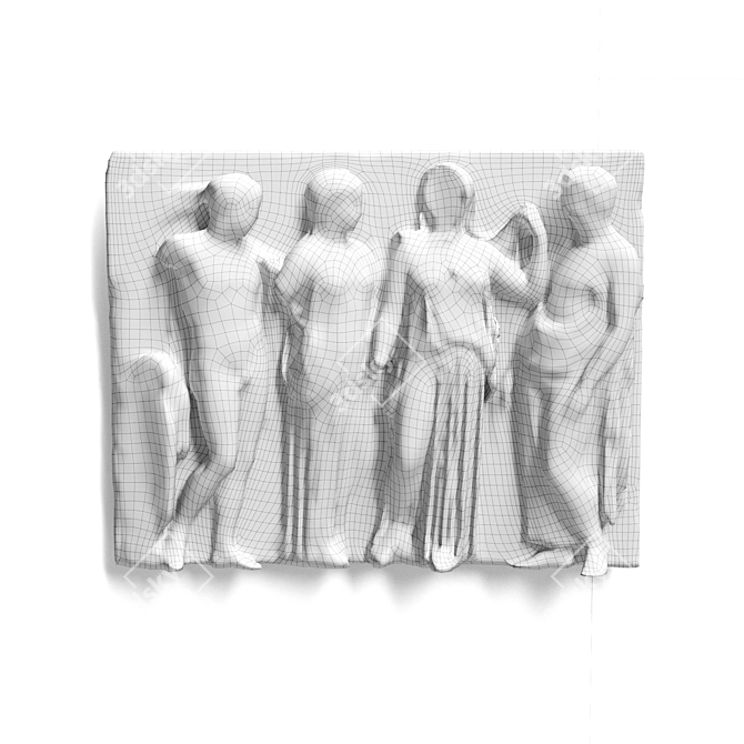 Greek Attic Relief Panel Plaster 3D model image 6