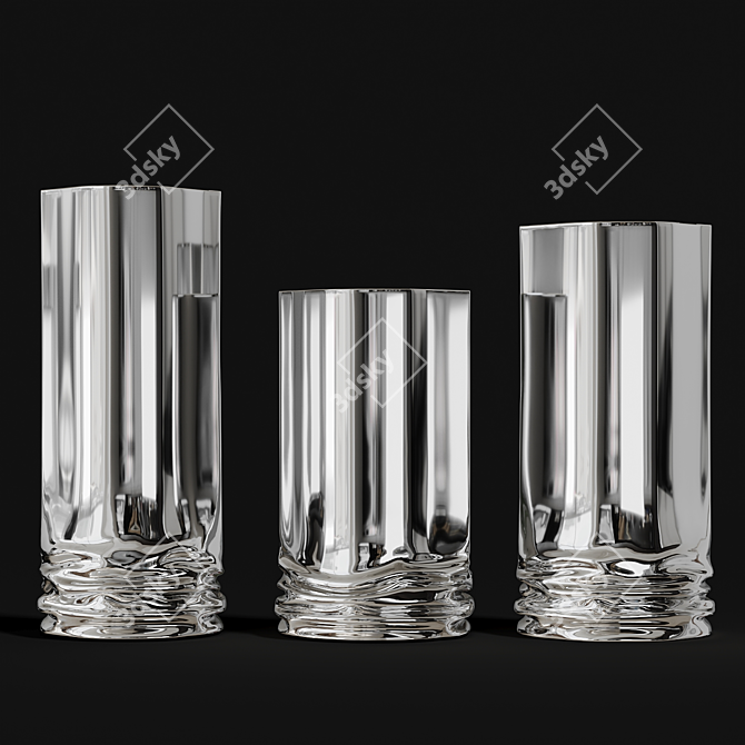 Zieta Crash Vases: Polished Inox 3D model image 3