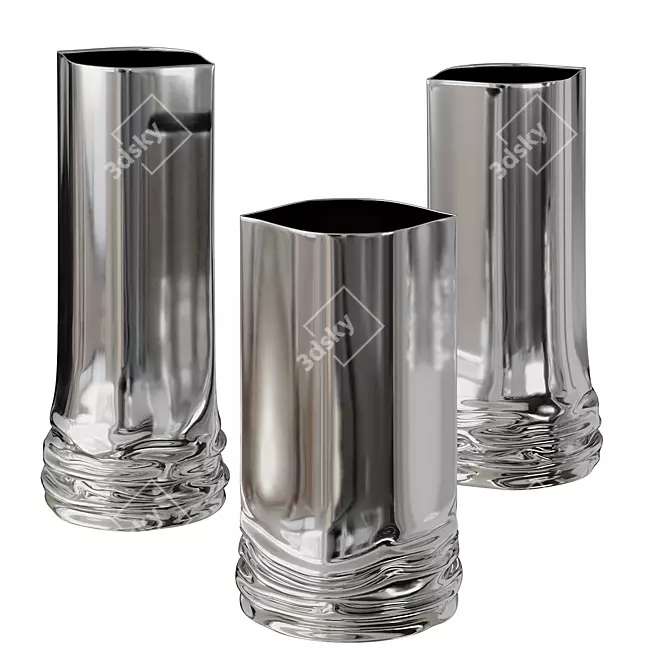 Zieta Crash Vases: Polished Inox 3D model image 5