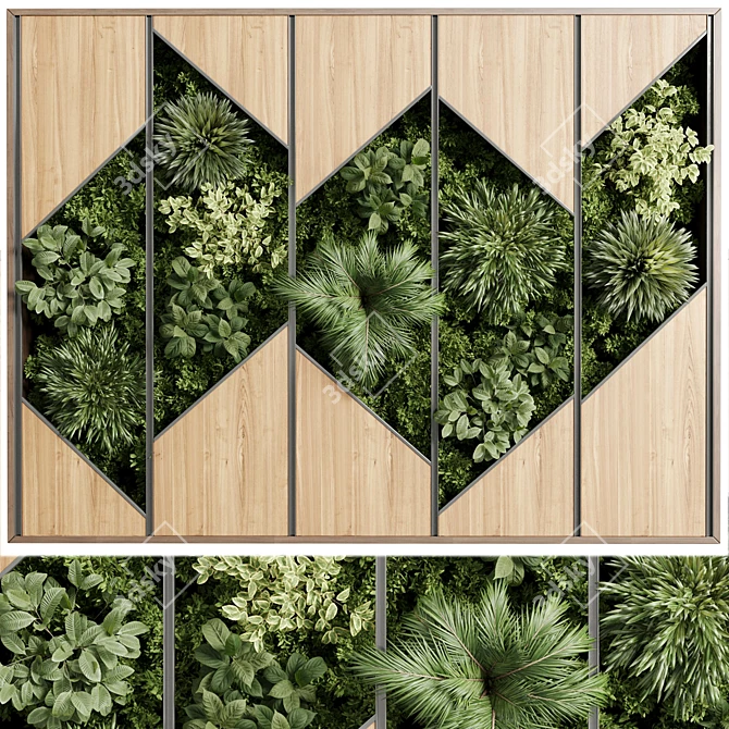 Wooden Frame Vertical Wall Garden 3D model image 1