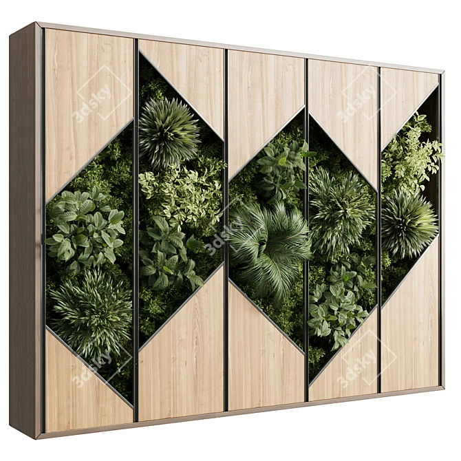 Wooden Frame Vertical Wall Garden 3D model image 2