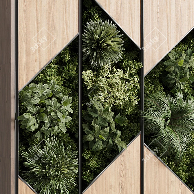 Wooden Frame Vertical Wall Garden 3D model image 3