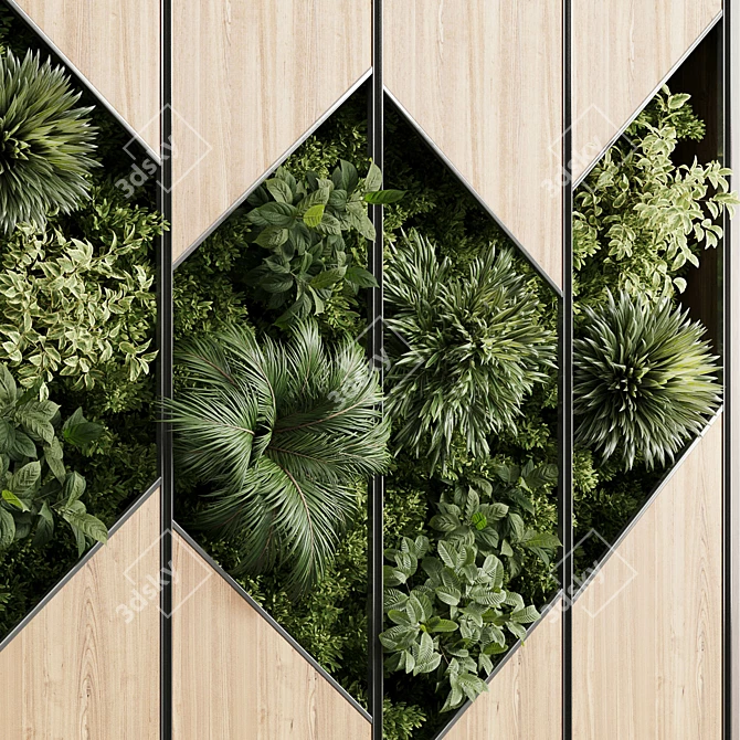 Wooden Frame Vertical Wall Garden 3D model image 4