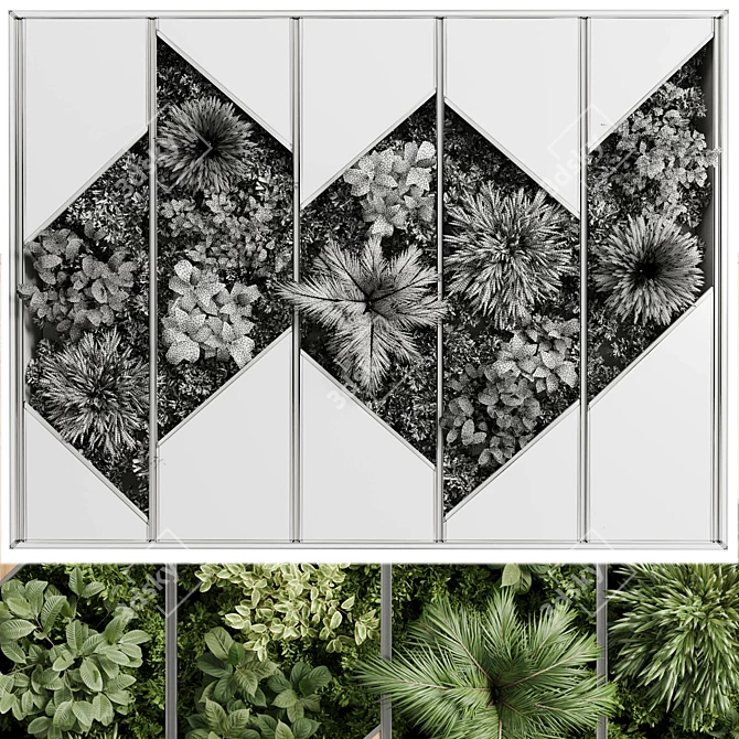 Wooden Frame Vertical Wall Garden 3D model image 5