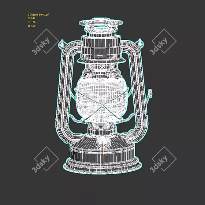 Vintage-inspired Kerosene Lantern 3D model image 3