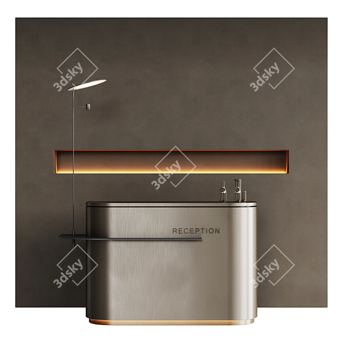 Minimalistic Metal Reception Desk 3D model image 1