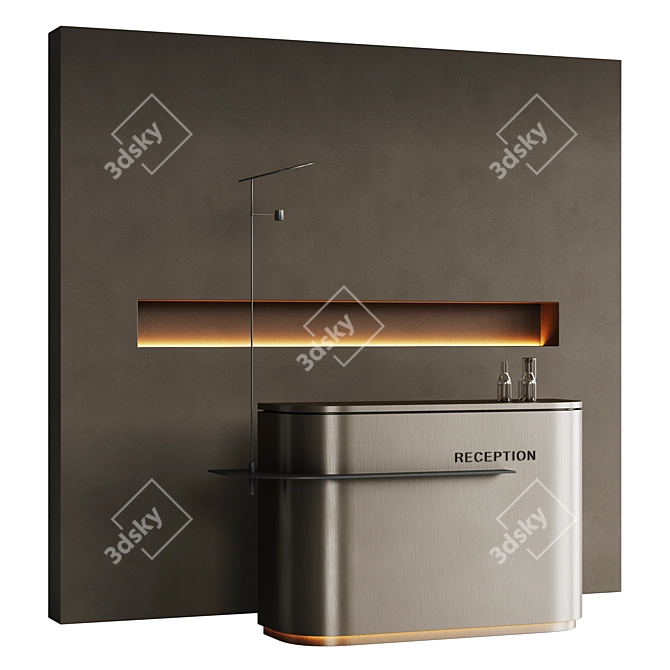 Minimalistic Metal Reception Desk 3D model image 4