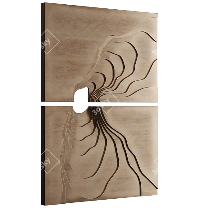 Abstract Metal Wall Sculpture 3D model image 2