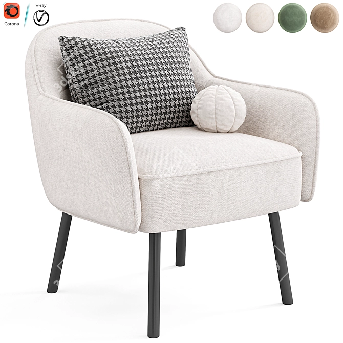 Contemporary Stewart Upholstered Armchair 3D model image 1