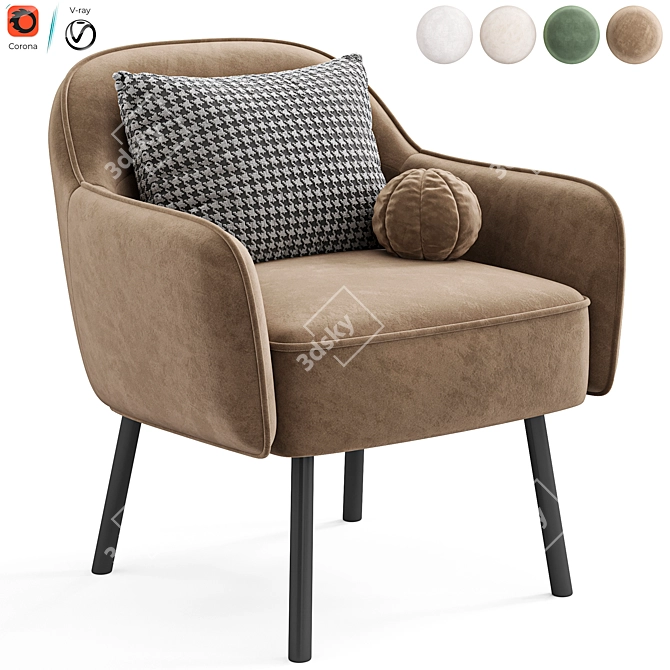 Contemporary Stewart Upholstered Armchair 3D model image 6