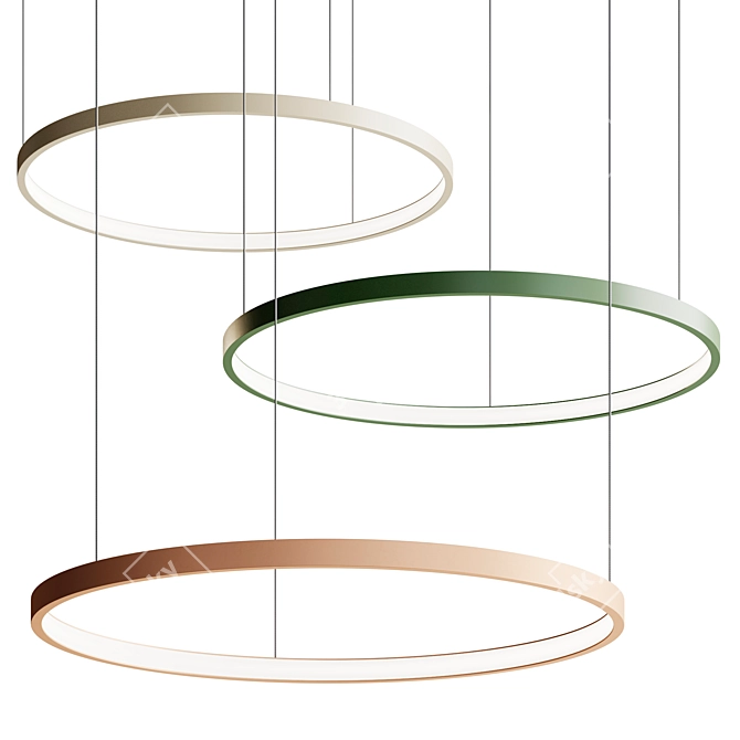 Modern Rings Pendant Light 3D model image 1