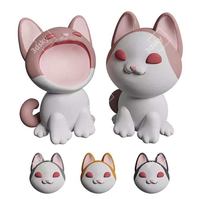 Colorful Pop Cat Plush Toy 3D model image 1