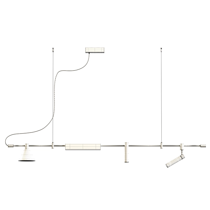 Sleek Linear LED Ceiling Fixture 3D model image 3