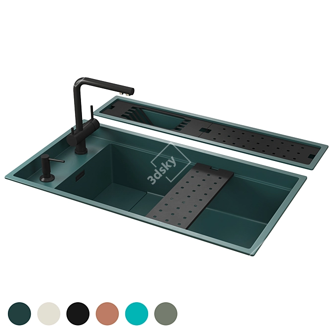 Pro Kitchen Sink Set & Dryer 3D model image 1