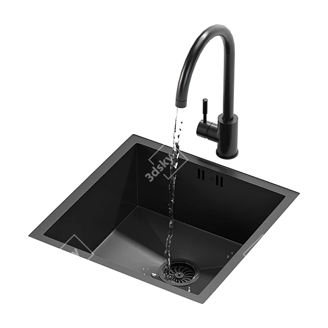 Lusso Vello Undermount Kitchen Sink 3D model image 2