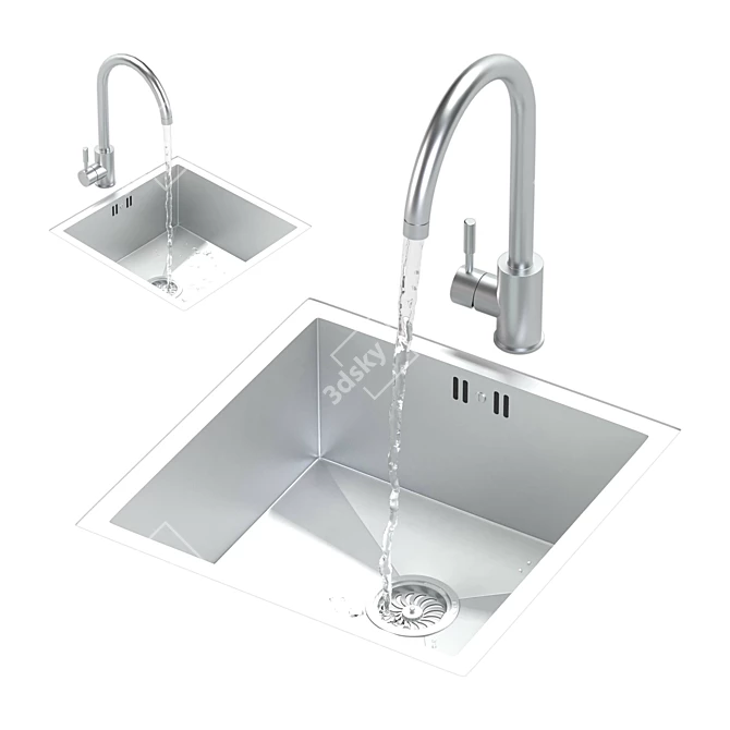 Lusso Vello Undermount Kitchen Sink 3D model image 3