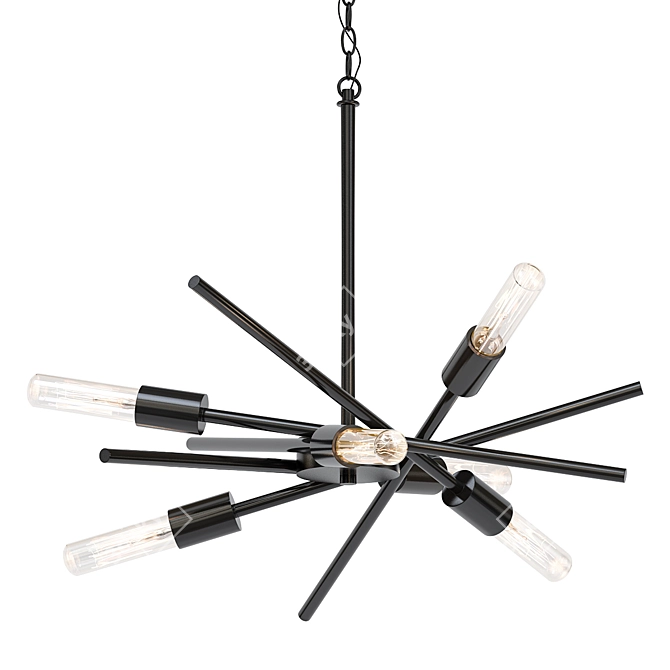 Modern Black Chandelier Fixture 3D model image 1