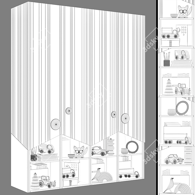 Modern Modular Children's Wardrobe 3D model image 3