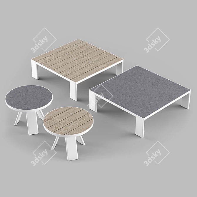 Modern Minimalist Coffee Tables Set 3D model image 2