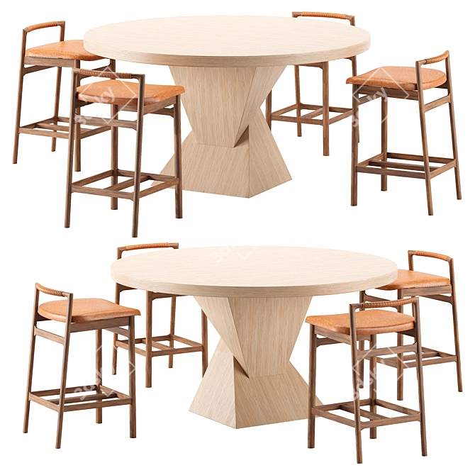 Modern Dining Table Chair Set 3D model image 1