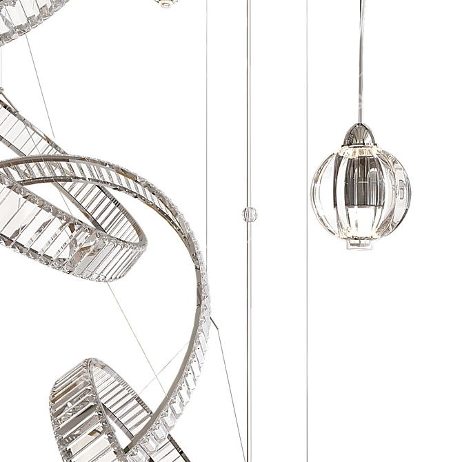 Elegant Glass and Metal Chandelier 3D model image 4