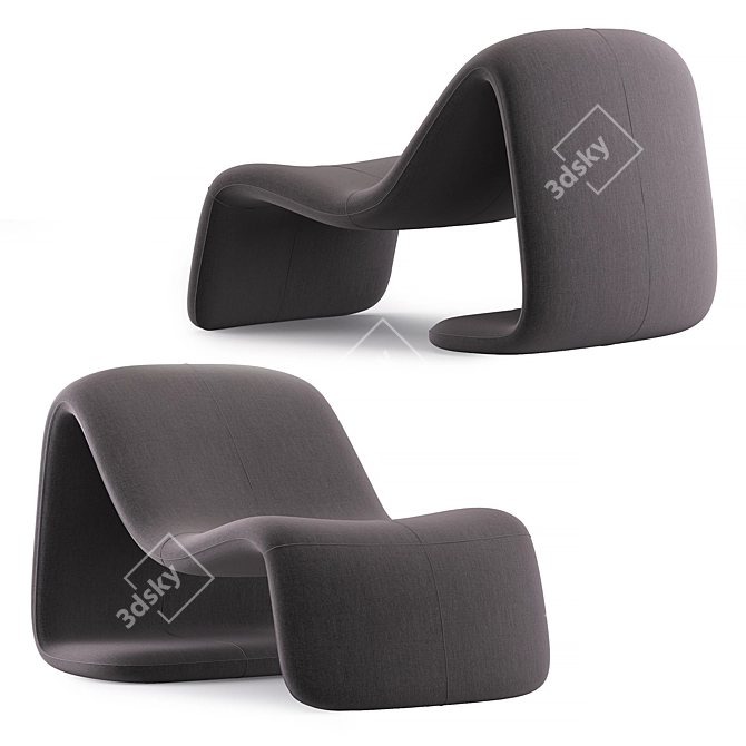 Elegant Mineira Armchair in Velvet 3D model image 1